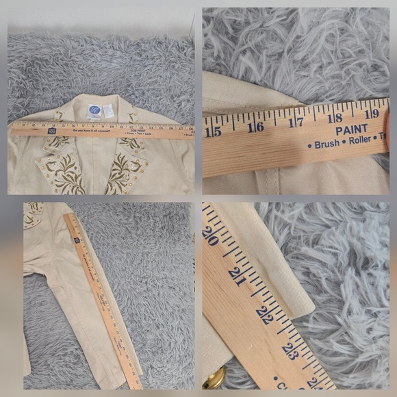 DG2 Diane‎ Gilman Womens Large Beige Bewjewled Embroidered Button Jacket - Picture 4 of 7